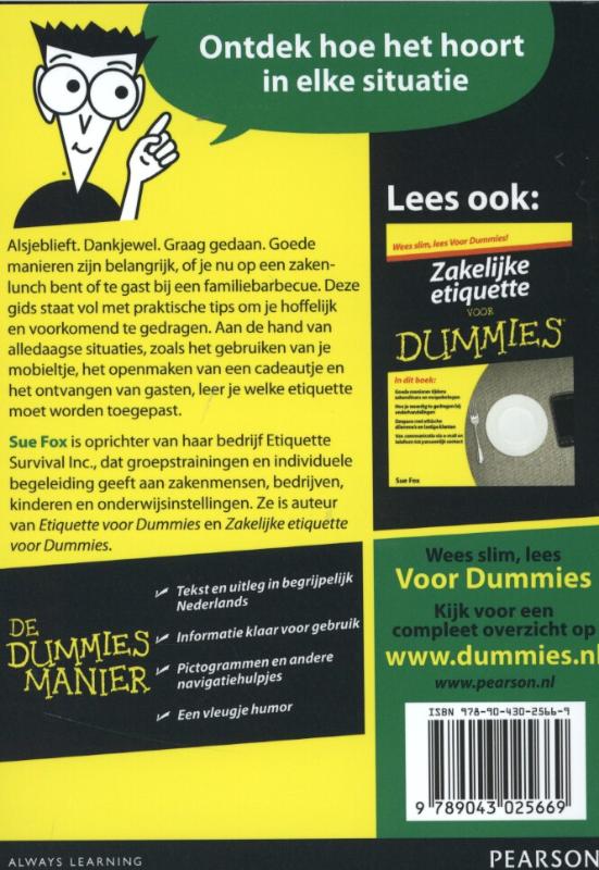 De kleine etiquette voor dummies / Voor Dummies achterkant