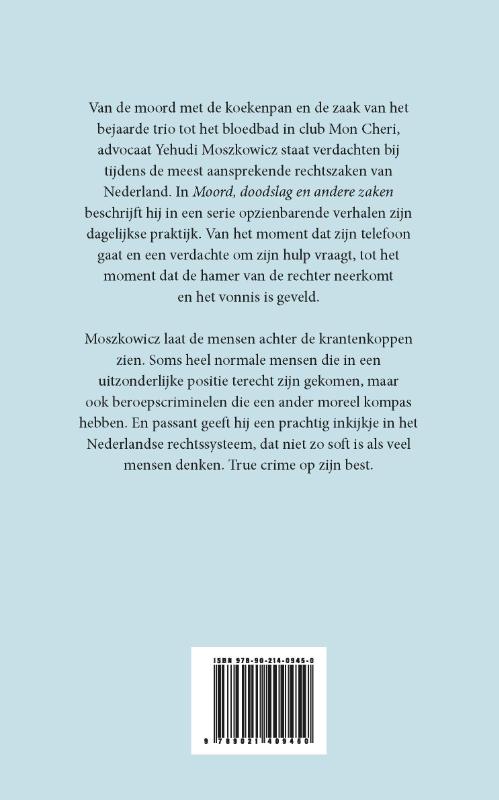 Moord, doodslag en andere zaken achterkant