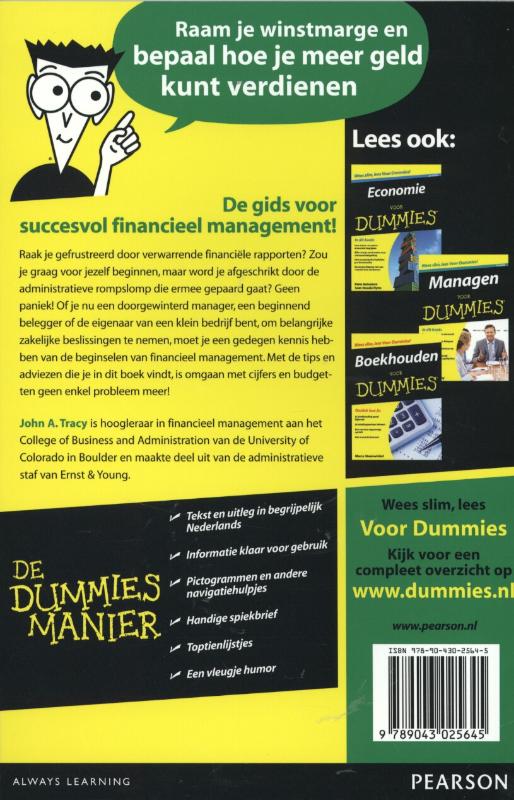 Financieel management voor Dummie / Voor Dummies achterkant