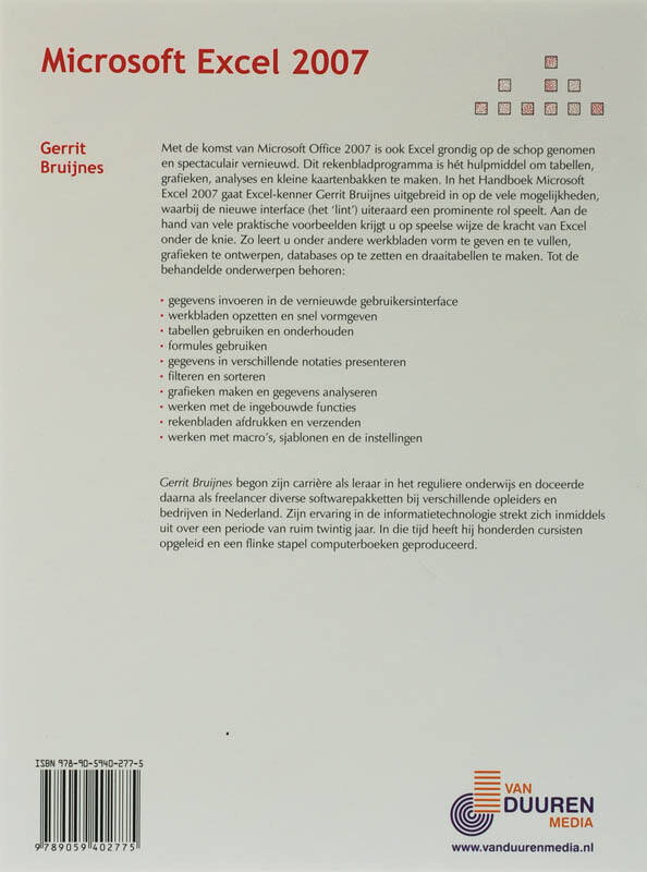 Handboek Microsoft Excel 2007 achterkant