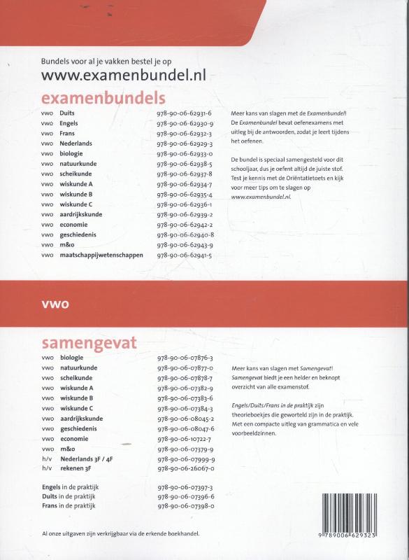 Frans / 2016/2017 / VWO / Examenbundel achterkant