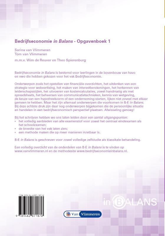 Bedrijfseconomie in Balans Bedrijfseconomie in Balans achterkant