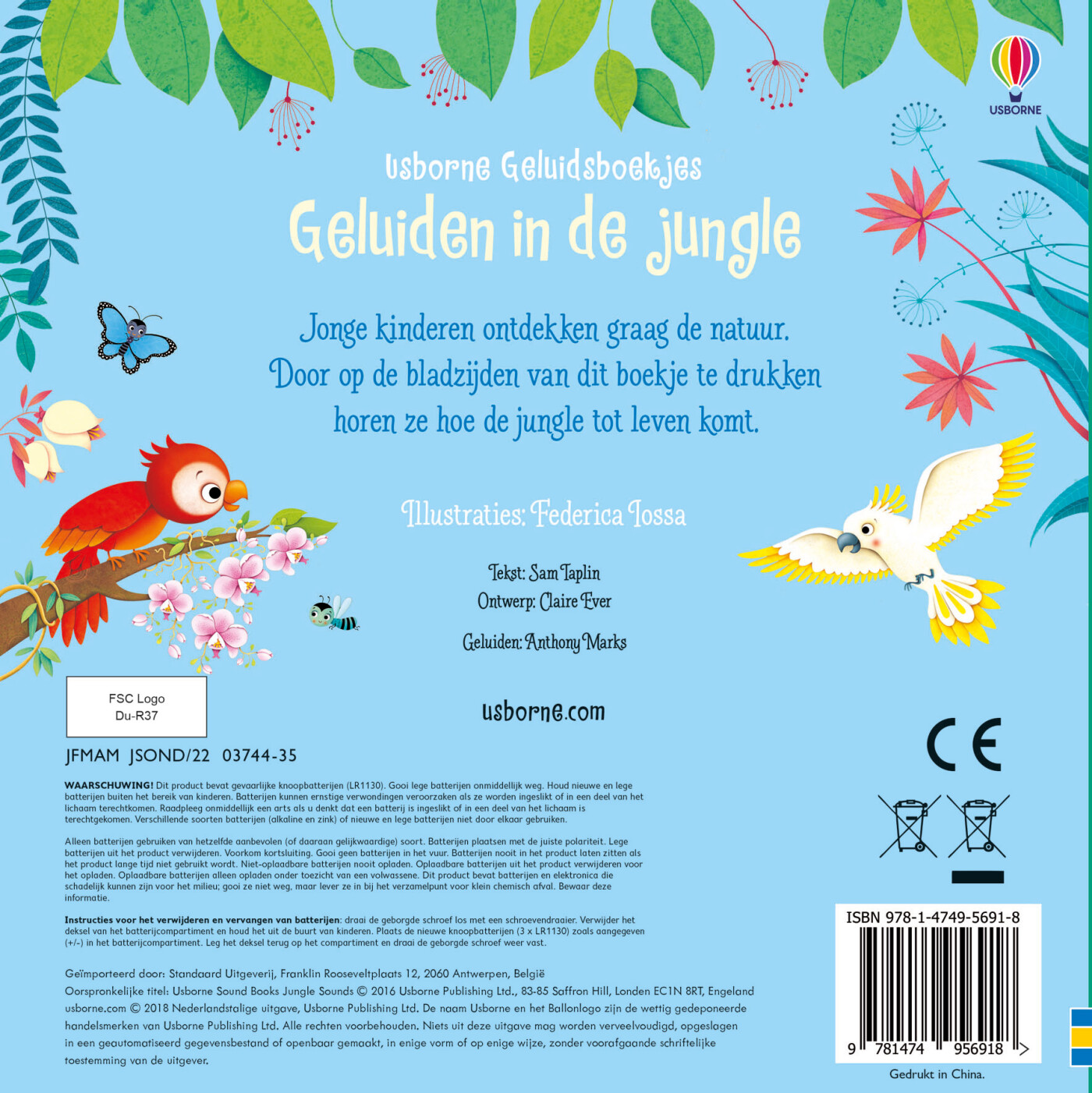 Geluiden in de jungle / Usborne geluidsboekjes achterkant