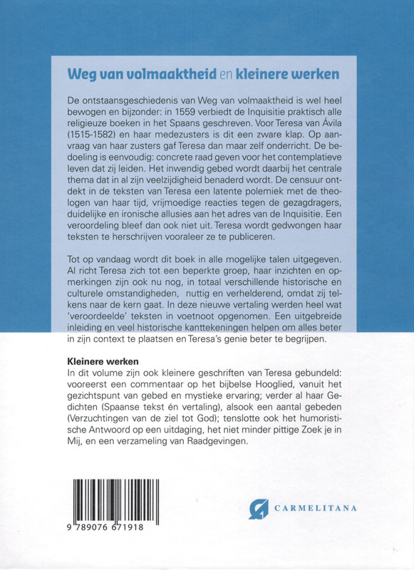 Weg van volmaaktheid ; Kleinere werken Weg van volmaaktheid ; Kleinere werken achterkant