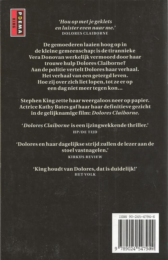 Dolores Claiborne / Poema King achterkant