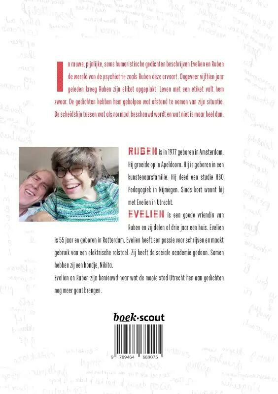 Een van zijn vijf zinnen is uit wandelen achterkant