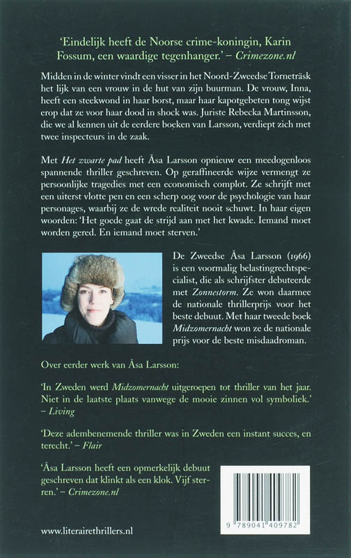 Het zwarte pad / Rebecka Martinsson / 1 achterkant