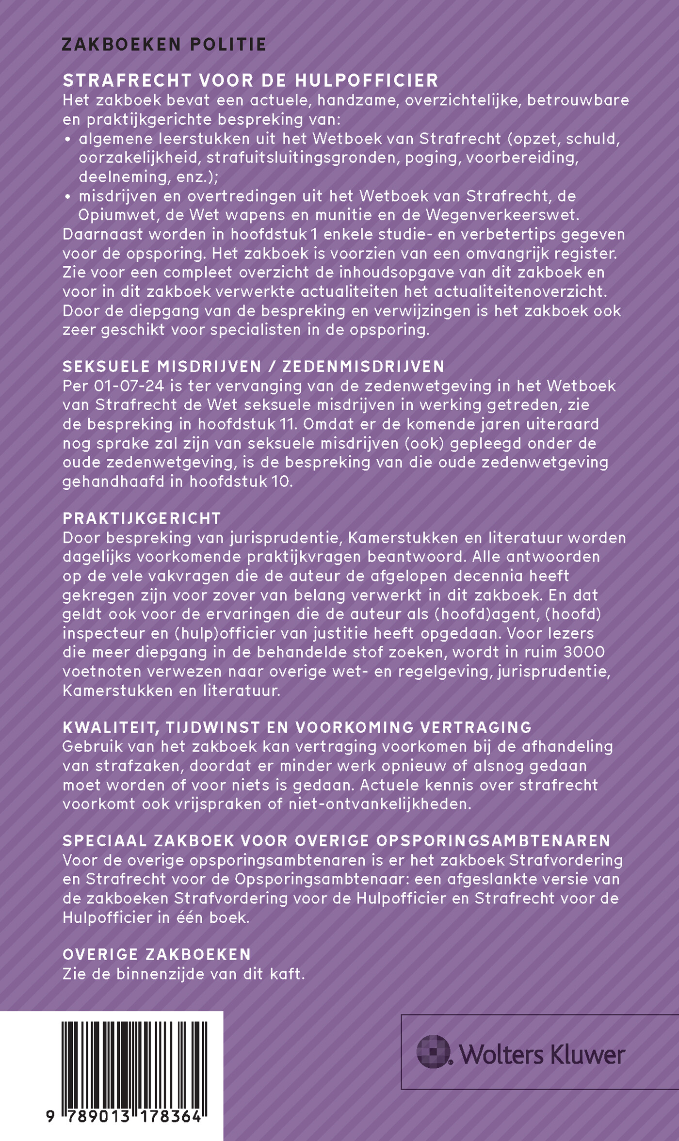Strafrecht voor de Hulpofficier 2025 / 2025 / Zakboeken Politie achterkant