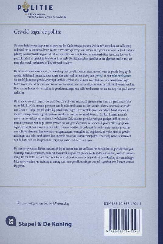Geweld tegen de politie / Politiewetenschap / 70 achterkant