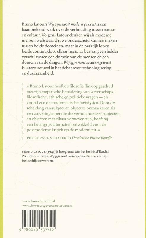 Wij zijn nooit modern geweest / Boom klassiek Wij zijn nooit modern geweest / Boom klassiek achterkant