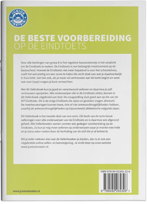 Eindtoets Oefenboek deel 2 Geschikt voor de IEP Eindtoets groep 8 achterkant