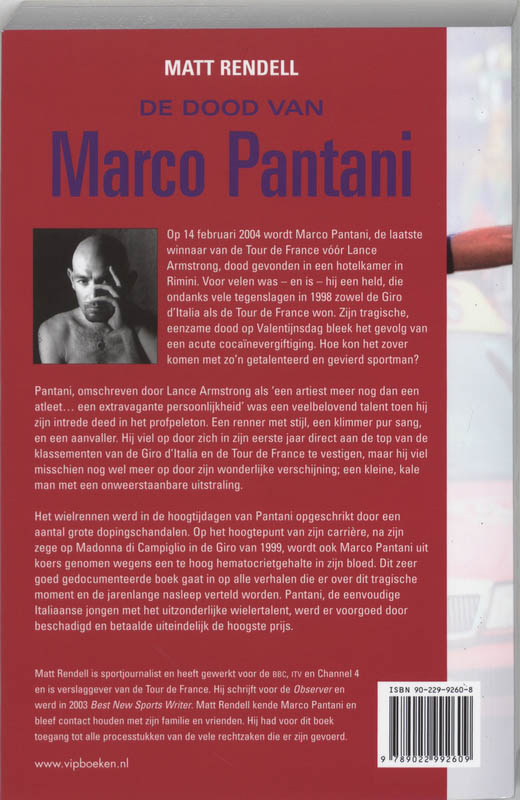 De dood van Marco Pantani achterkant