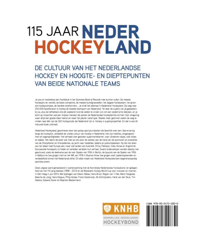 115 jaar Nederland hockeyland achterkant