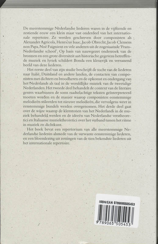 De meerstemmige Nederlandse liederen van de 15de en 16de eeuw achterkant