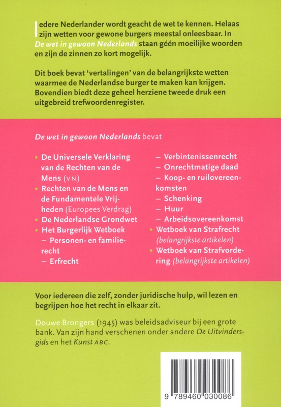 De wet in gewoon Nederlands achterkant