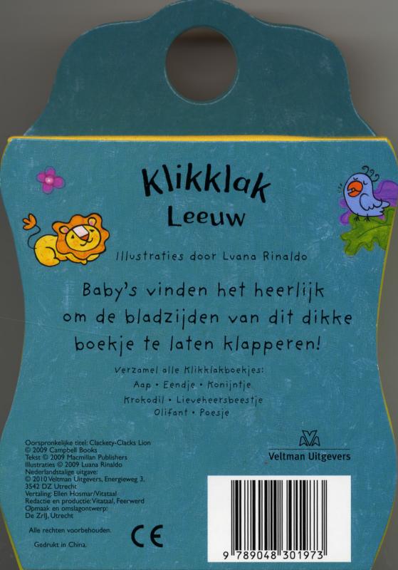 Klik-klakboekje: leeuw achterkant