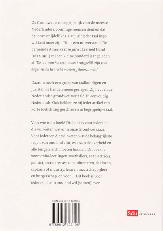 De Grondwet in eenvoudig Nederlands achterkant
