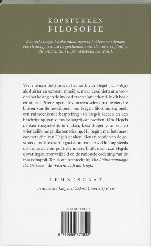 Hegel / Kopstukken Filosofie achterkant