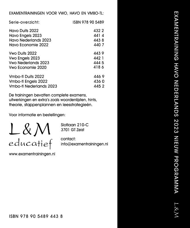 Examentraining Havo Nederlands 2023 achterkant