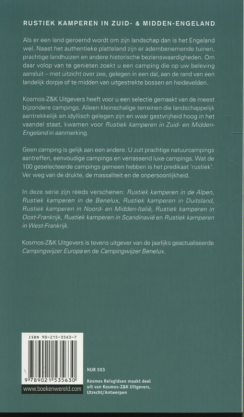 Zuid en midden Engeland / Kosmos reisgidsen achterkant
