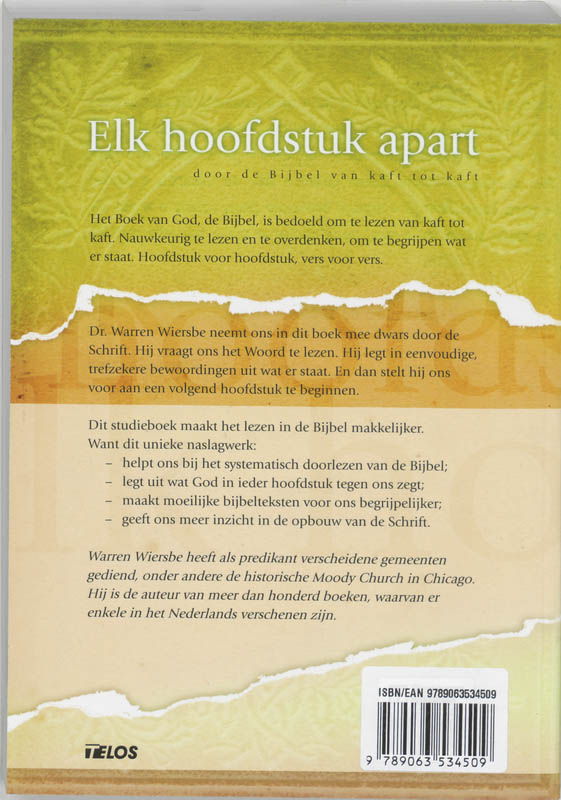 Elk hoofdstuk apart / Telos achterkant