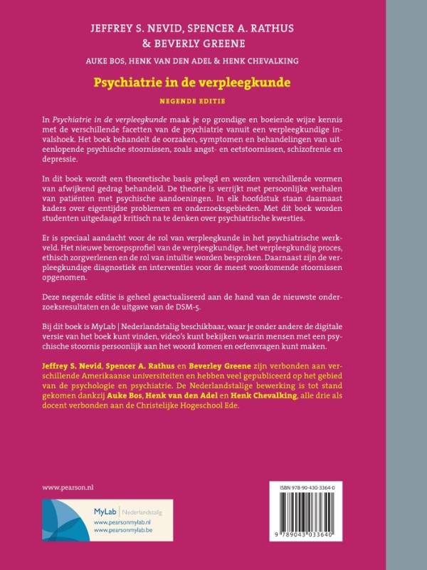 Psychiatrie in de verpleegkunde achterkant