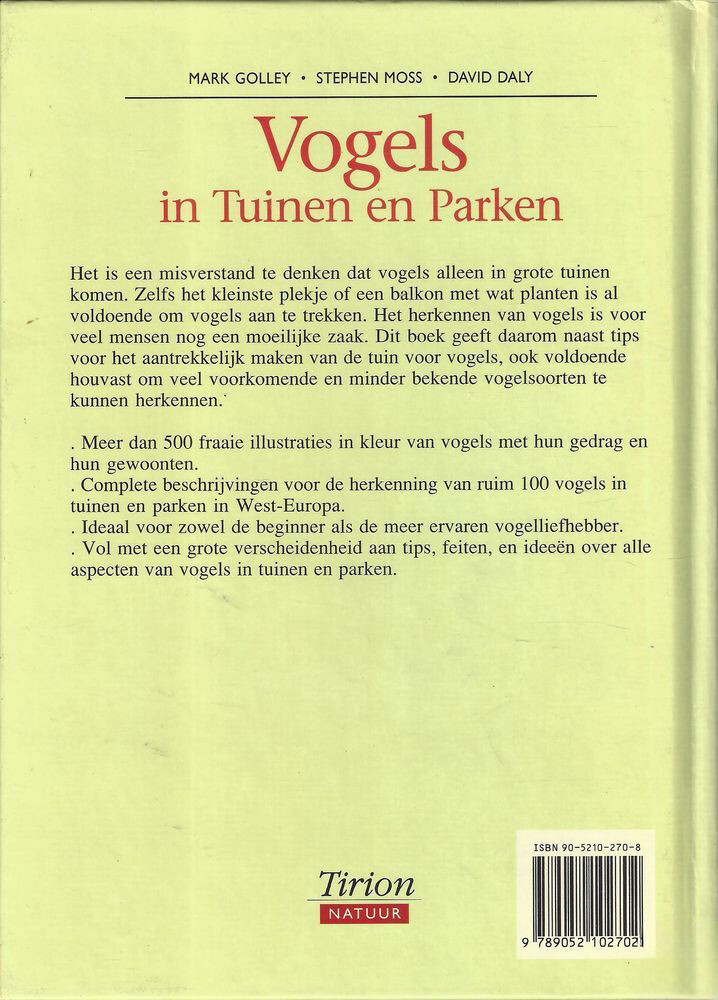 VOGELS IN TUINEN EN PARKEN / VOGELS achterkant