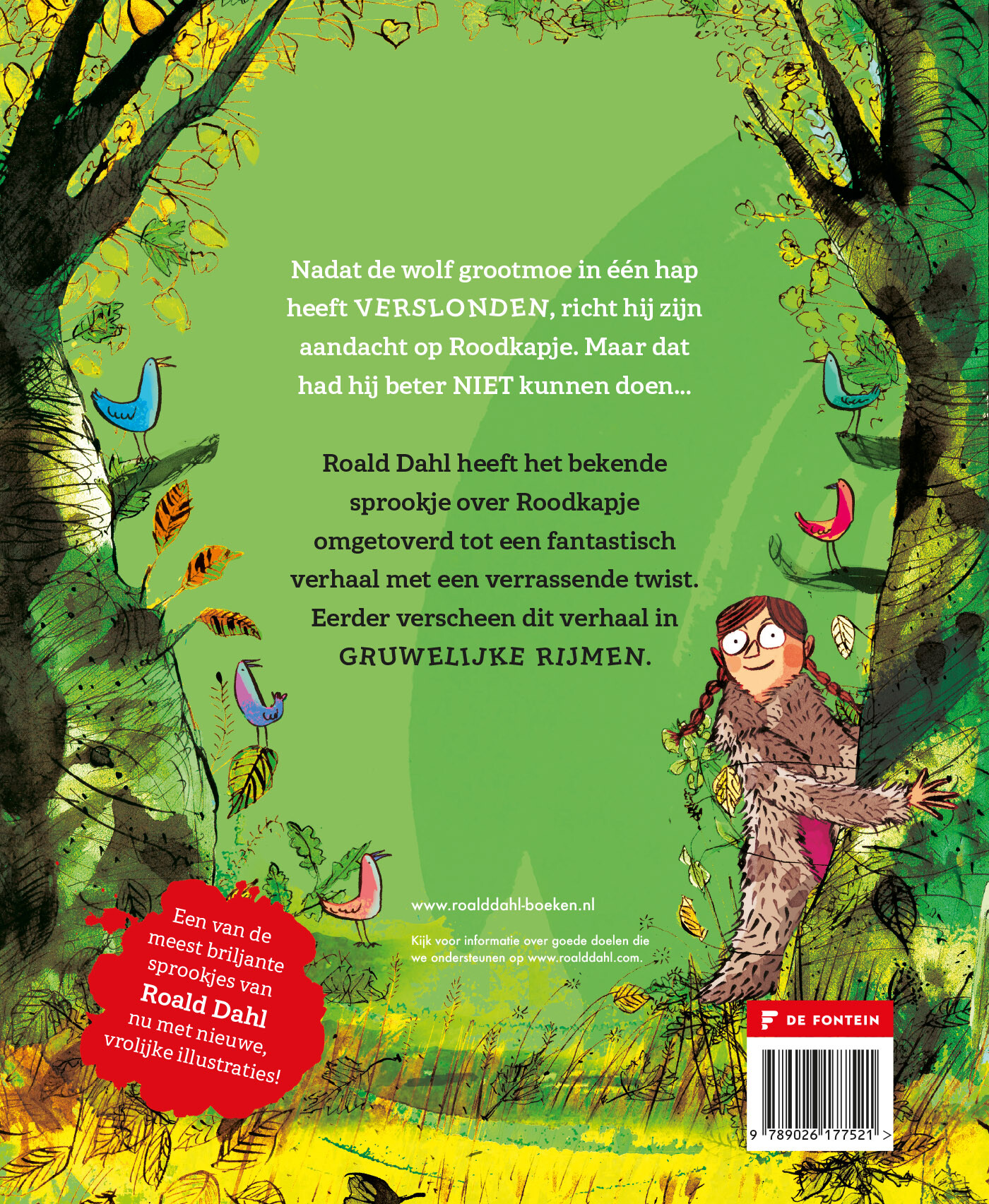 Roodkapje en de wolf achterkant