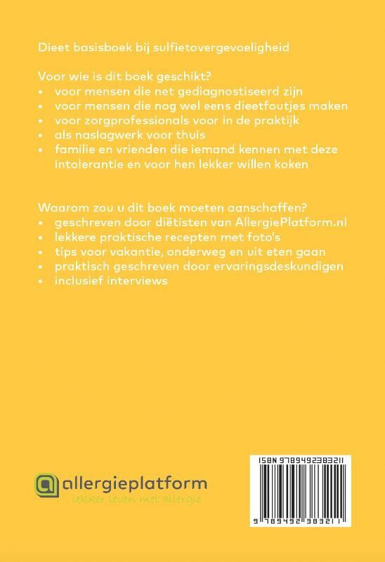 Dieet basisboek bij sulfietovergevoeligheid achterkant