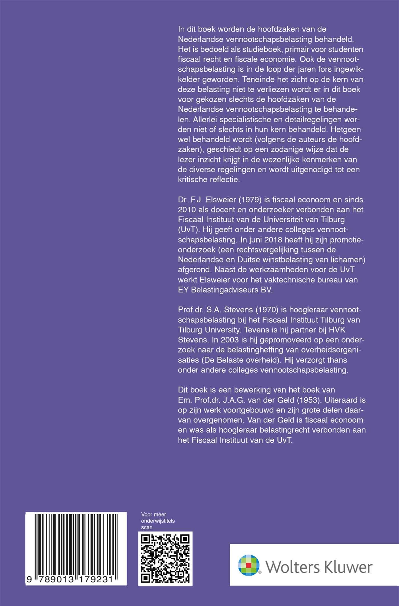 Hoofdzaken vennootschapsbelasting achterkant