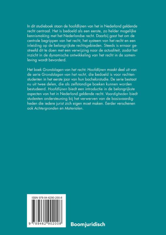 Grondslagen van het recht: Hoofdlijnen / Boom Juridische studieboeken Grondslagen van het recht: Hoofdlijnen / Boom Juridische studieboeken achterkant