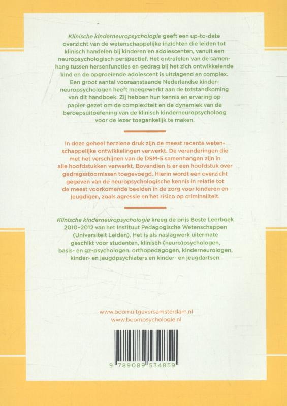 Neuropsychologische handboeken  -   Klinische kinderneuropsychologie achterkant
