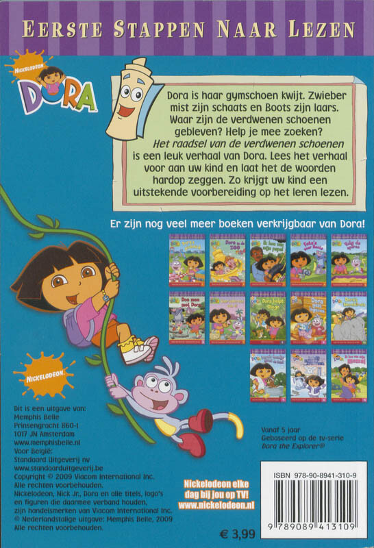 Het raadsel van de verdwenen schoenen / Dora Eerste stappen naar lezen / 14 achterkant