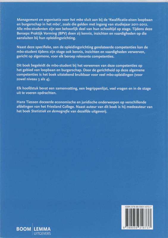 Management en organisatie voor het mbo achterkant