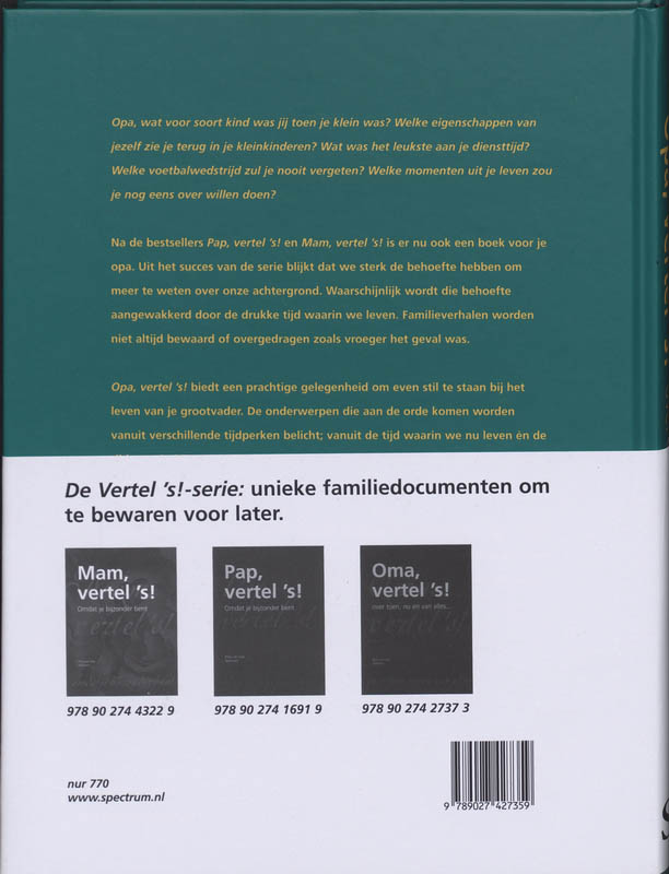Opa vertel 's / Vertel ´s serie Opa vertel 's / Vertel ´s serie achterkant