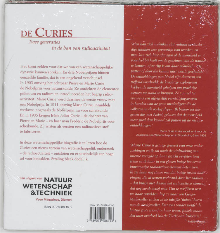 De Curies / Wetenschappelijke biografie / 6 achterkant