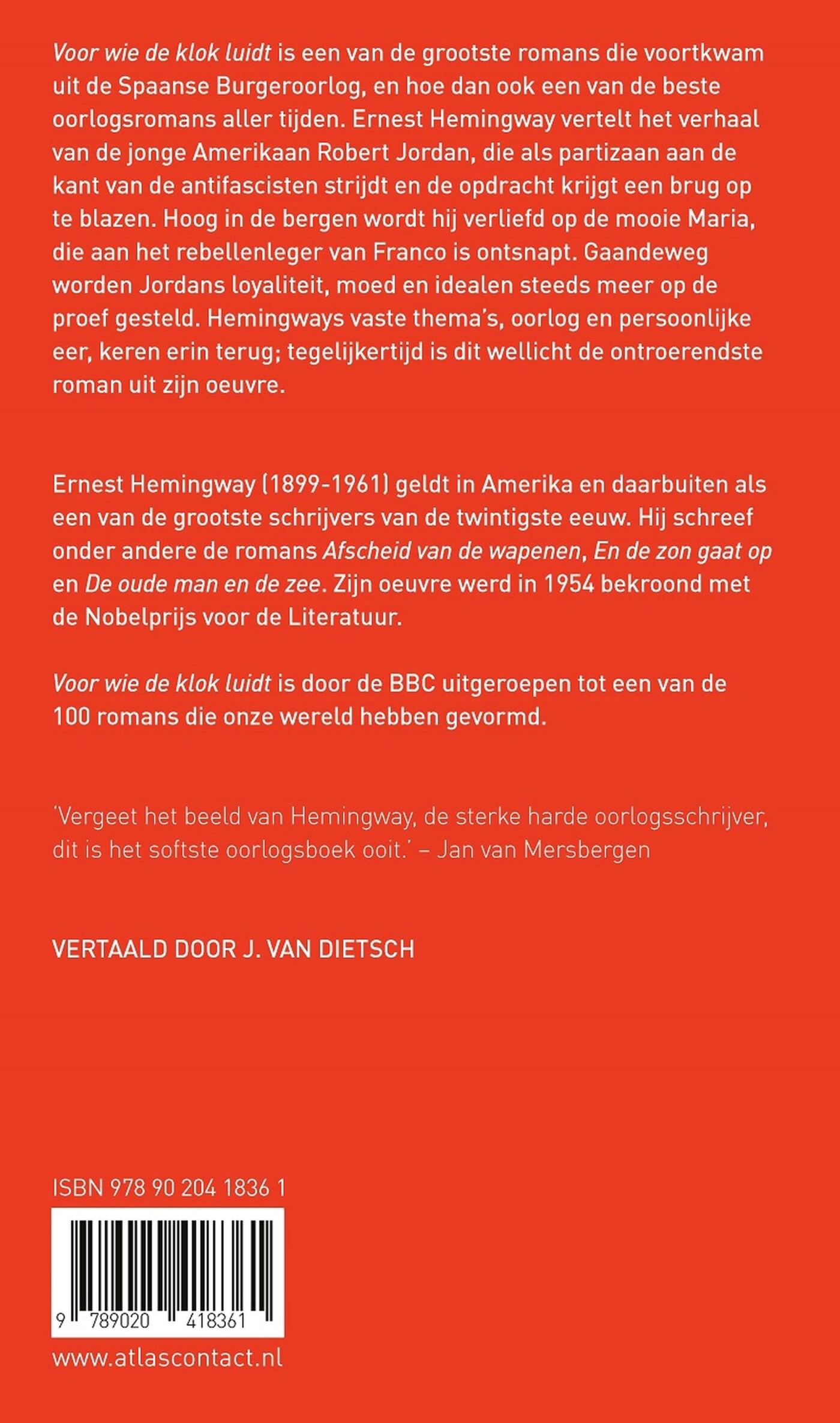 Voor wie de klok luidt / LJ Veen Klassiek / 1 achterkant