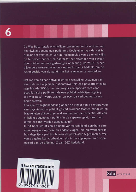 De samenhang tussen de WGBO en de Wet Bopz / Praktijkreeks BOPZ / 6 achterkant
