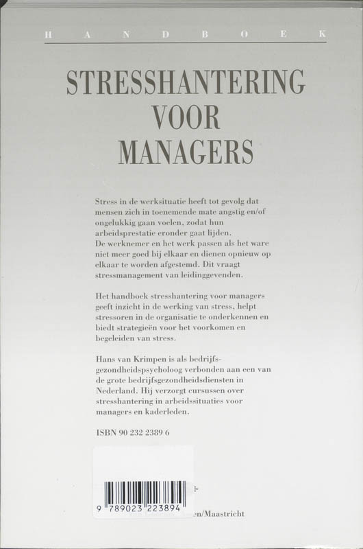 Handboek stresshantering voor managers achterkant