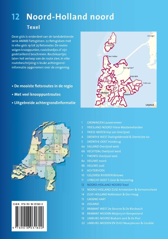 ANWB Fietsgids 12 / Texel Noord - Holland Noord achterkant