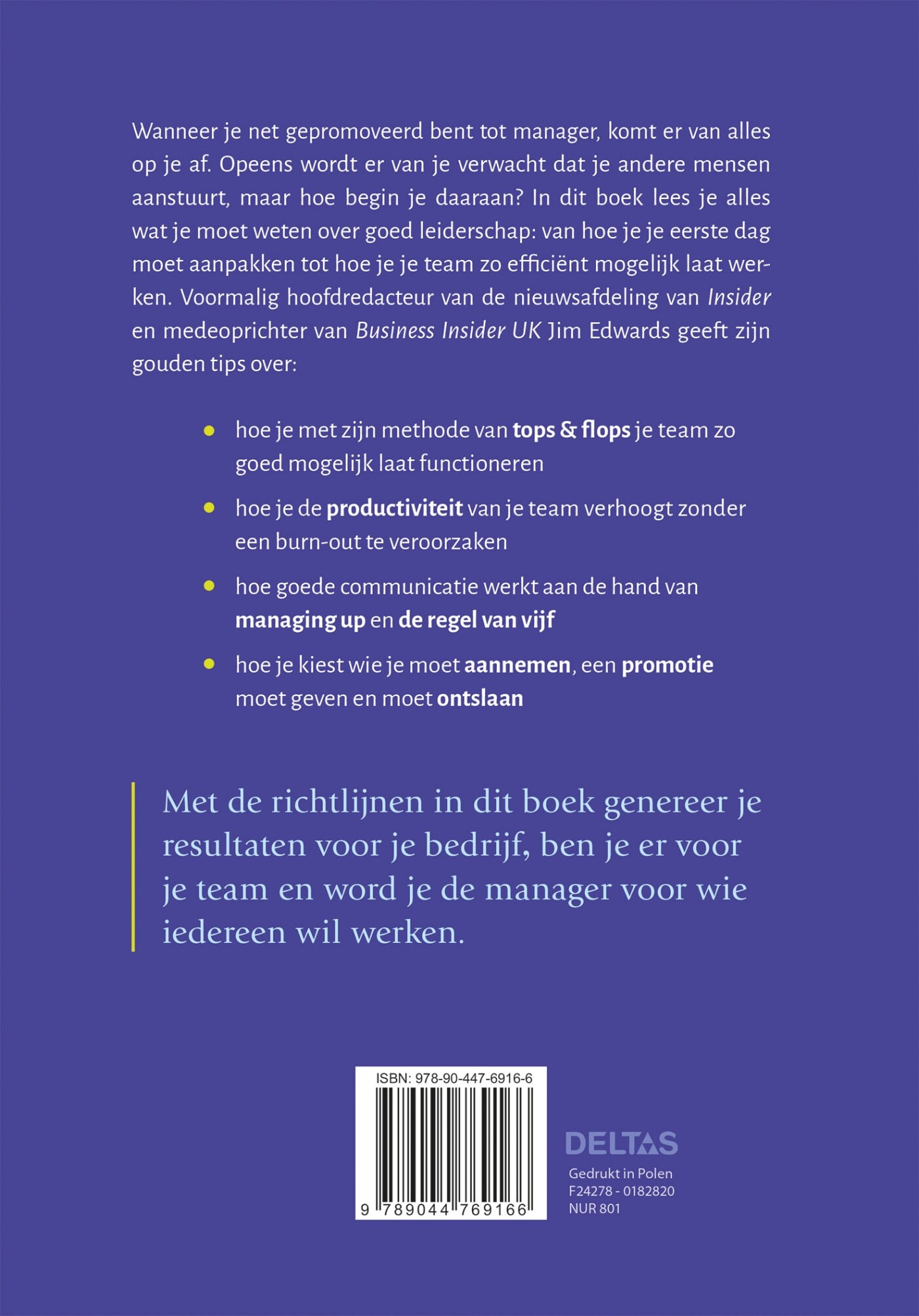 Gids voor de nieuwe manager achterkant