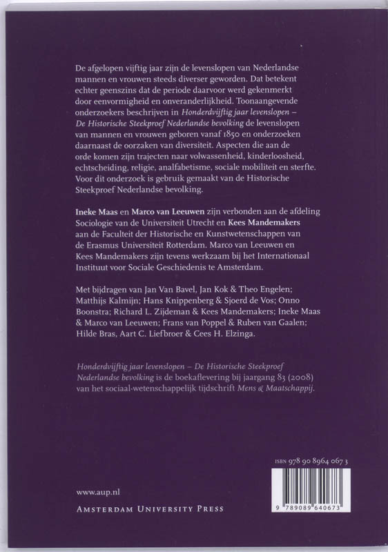 Jaarboek Mens & Maatschappij - Honderdvijftig jaar levenslopen Jaarboek Mens & Maatschappij - Honderdvijftig jaar levenslopen achterkant