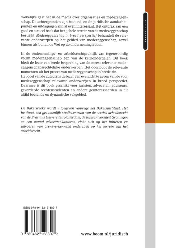 Medezeggenschap in breed perspectief / Bakelsreeks achterkant