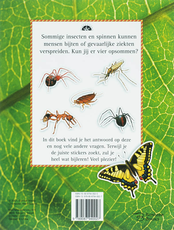 Insecten en spinnen, stickerboek achterkant