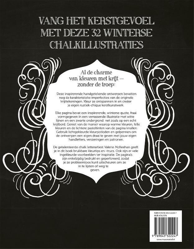 Chalk letteren Kerst kleurboek achterkant