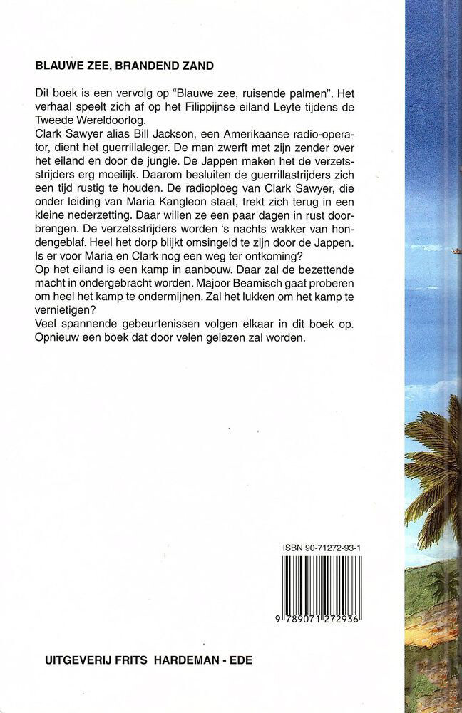 Blauwe zee, brandend zand achterkant