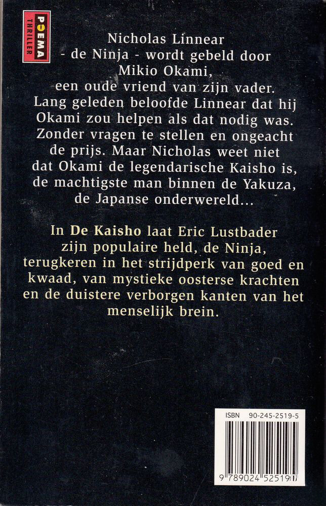 De Kaisho / Poema thriller achterkant