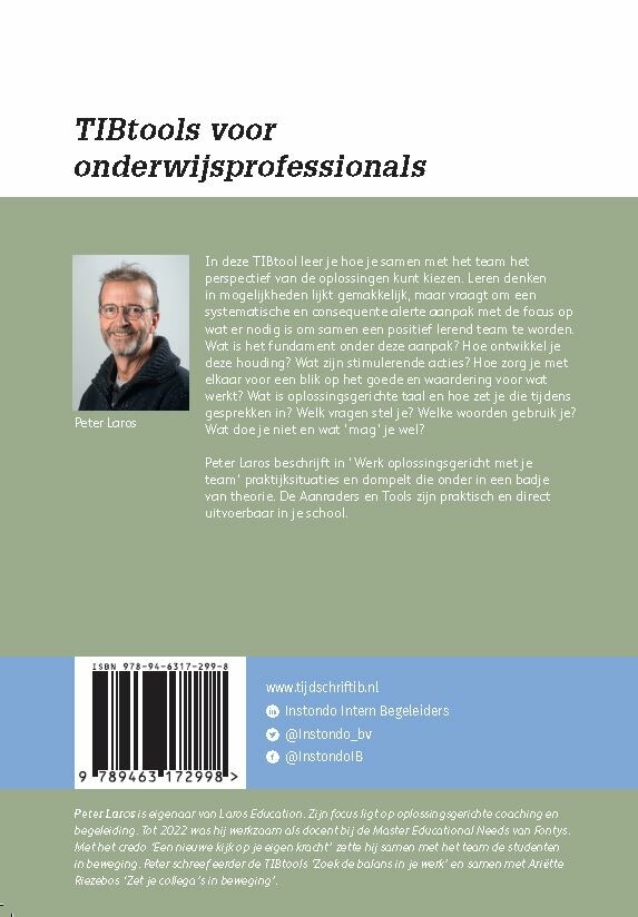 Werk oplossingsgericht met je team / TIBtools achterkant