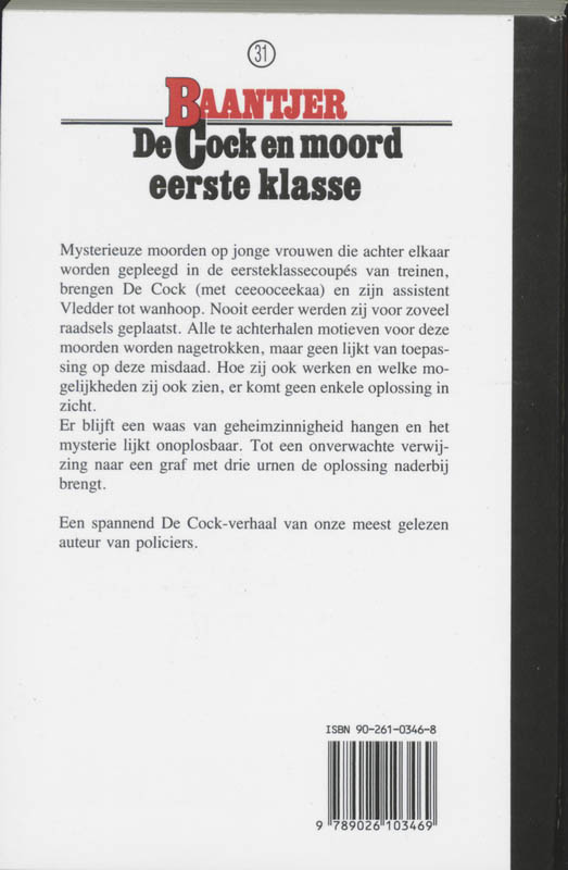 Baantjer 31 - De Cock en moord eerste klasse achterkant