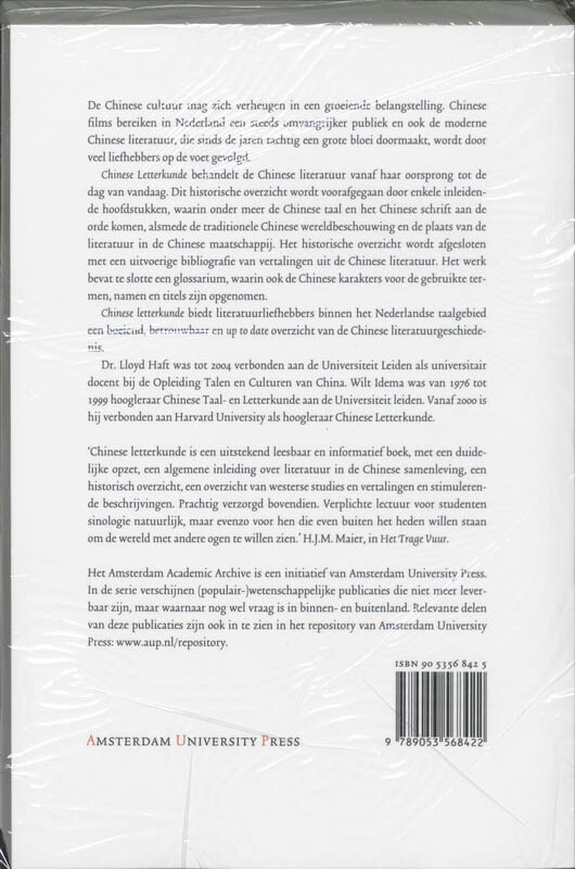 Chinese letterkunde / Amsterdam Academic Archive achterkant